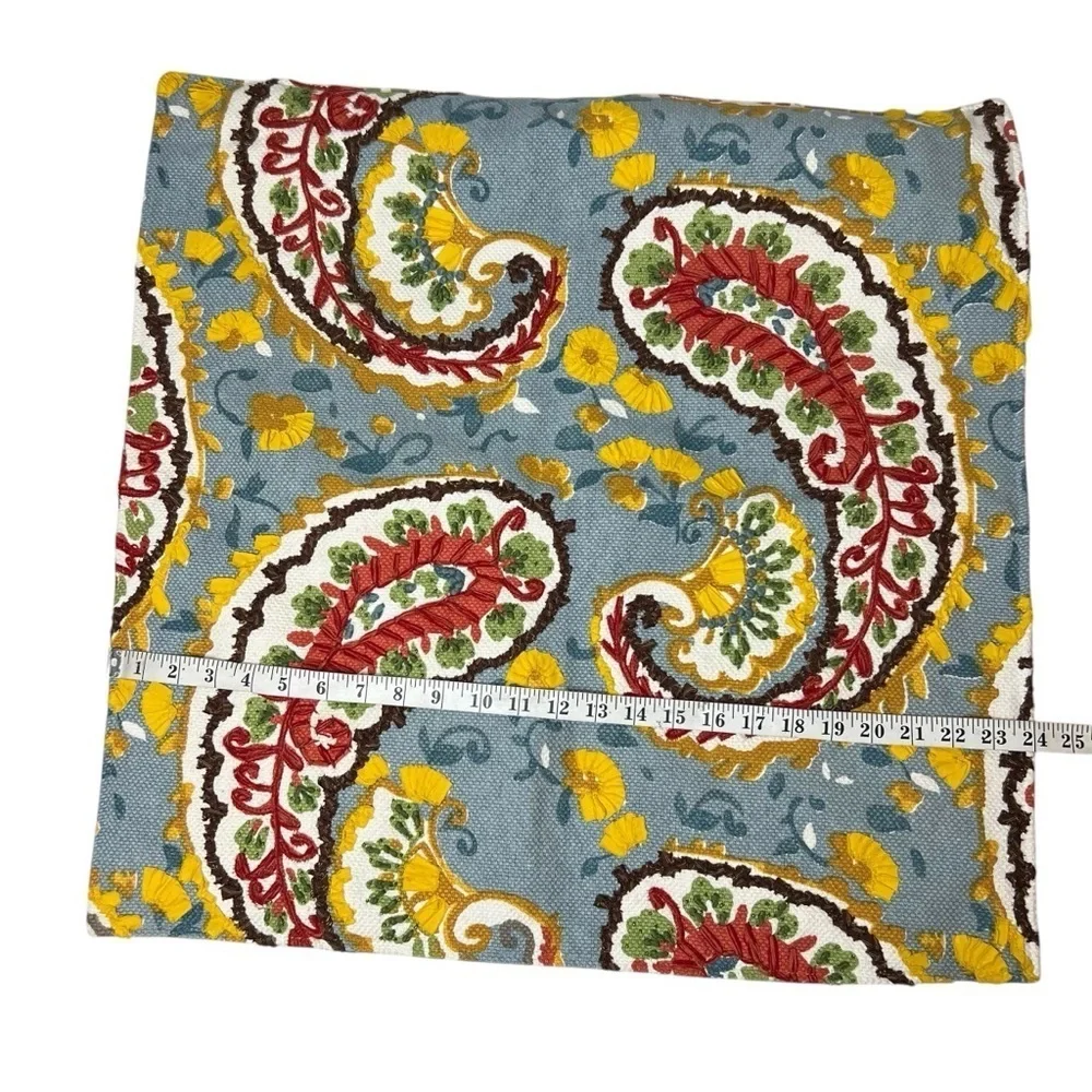Pottery Barn Pillow Cover Paisley Embroidered Beaded Embellished Large 24”x24”